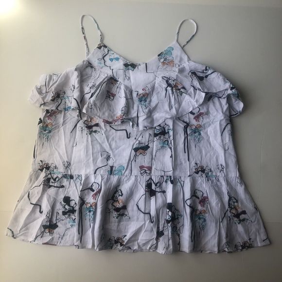 Doe & Rae Ruffled Patterned Tank Size Large - Picture 5 of 10